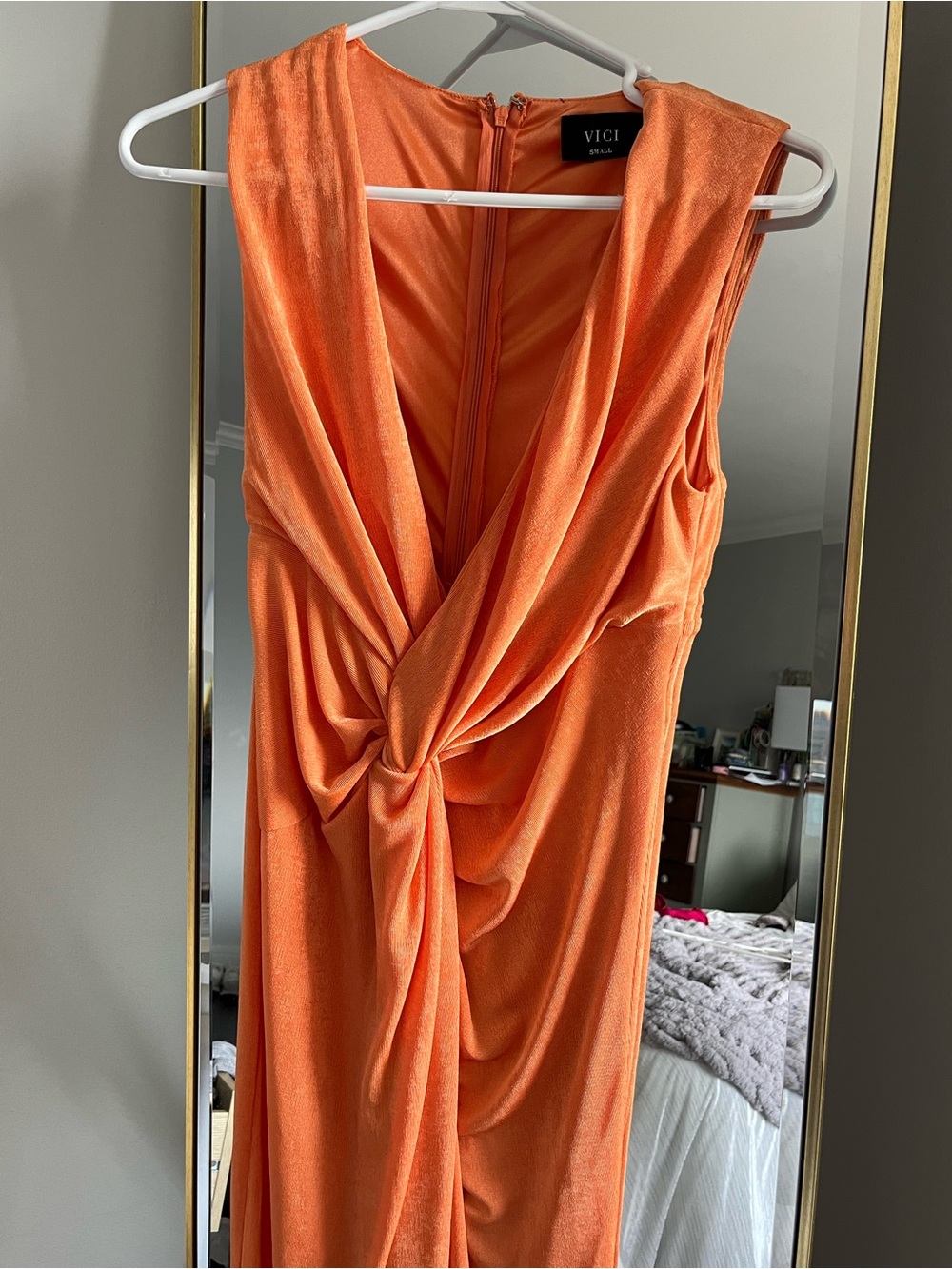 Vici Sleeveless Twist-Front Coral-Orange Maxi Dress - Picture 2 of 2